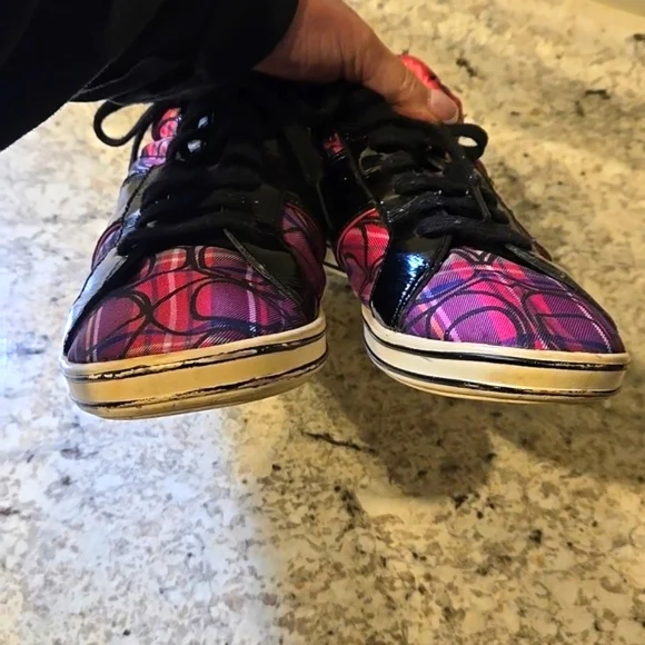 Coach Finch High Top Pink Plaid Sneaker - Picture 4 of 12